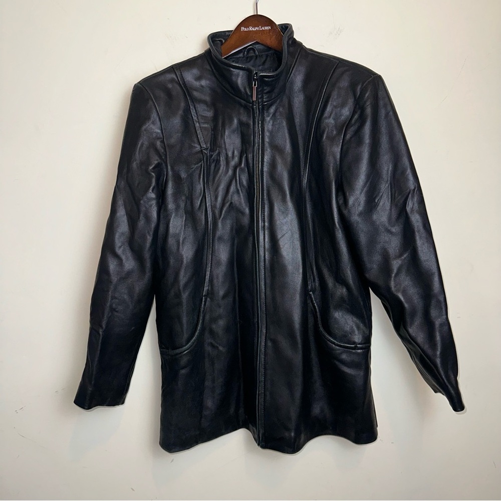 Worthington Women’s LP Lambskin Leather Full Zip Long Sleeve Lined Jacket  Y2K